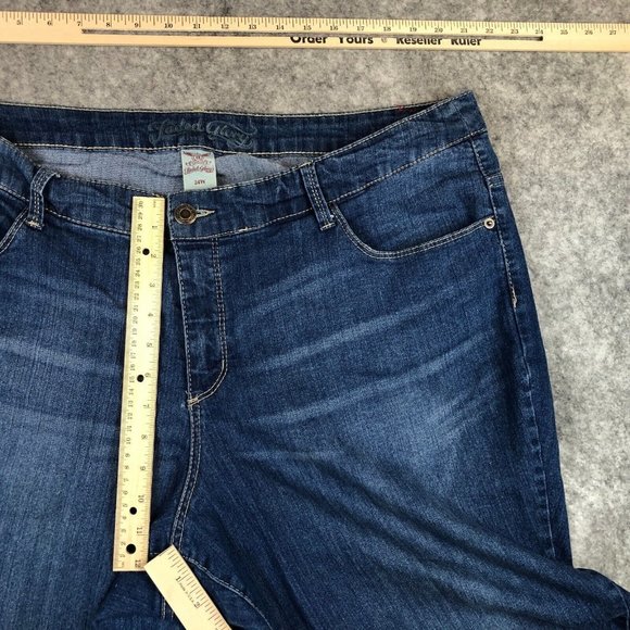 Faded Glory Jeans 24W High Rise Skinny Leg Thick Stich Embroidered Stretch Blue - Picture 6 of 11